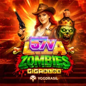 Interface do slot Giga Zombies GigaBlox com símbolos gigantes e cenário de ruínas astecas